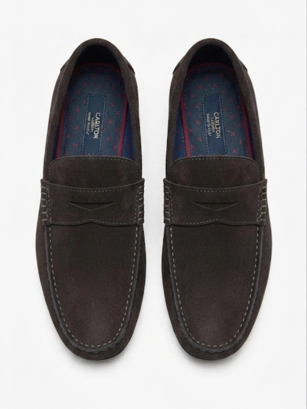 Carlton London Brown Suede Penny Loafers